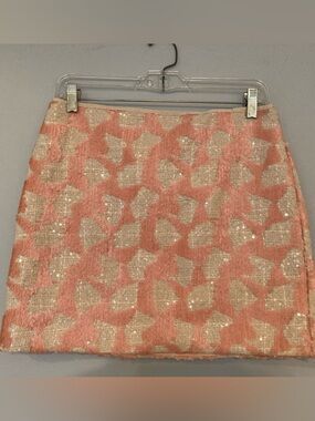 Sequin Patterned Blush Pink & Cream Mini Skirt Banana Republic sz 4